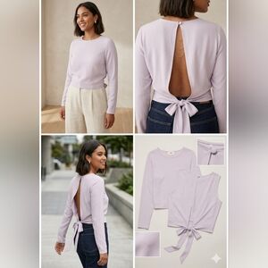 Wilfred Lavender Long-Sleeve Open-Back Tie Top